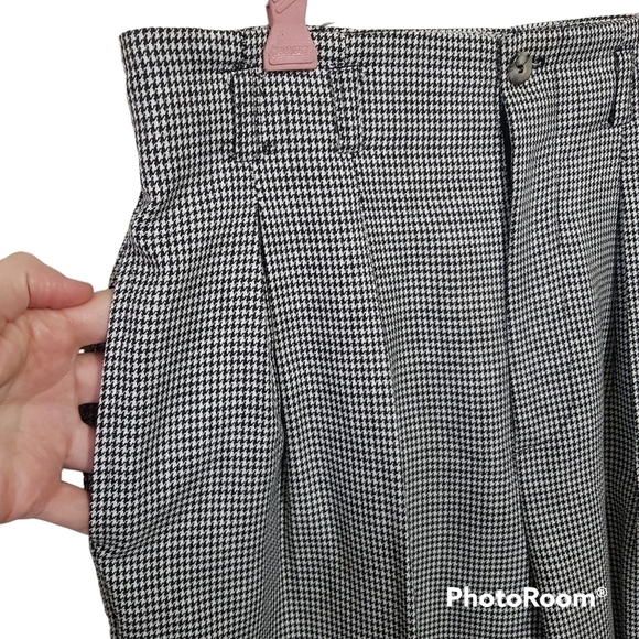 Vintage Danielle B Ultra High Rise Ribcage Houndstooth Pleated Trouser Pants - Picture 5 of 11